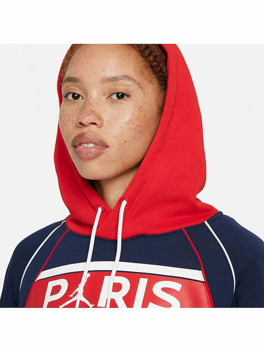 Paris Saint-Germain Women's Sweatshirt Hooded Midnight Navy/University Red