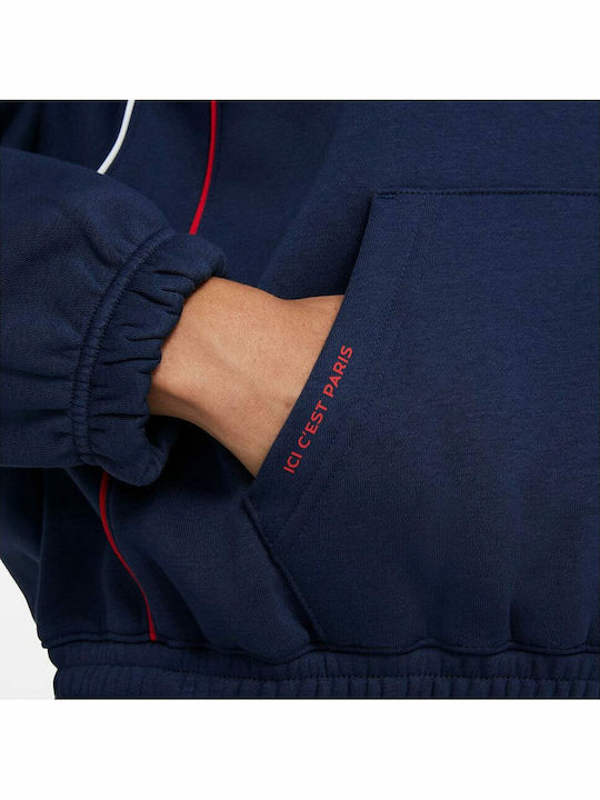 Paris Saint-Germain Women's Sweatshirt Hooded Midnight Navy/University Red