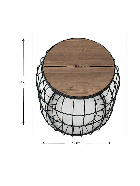 Round Side Table Muller Wooden Black / Walnut M35xW35xH47cm GP030-0038