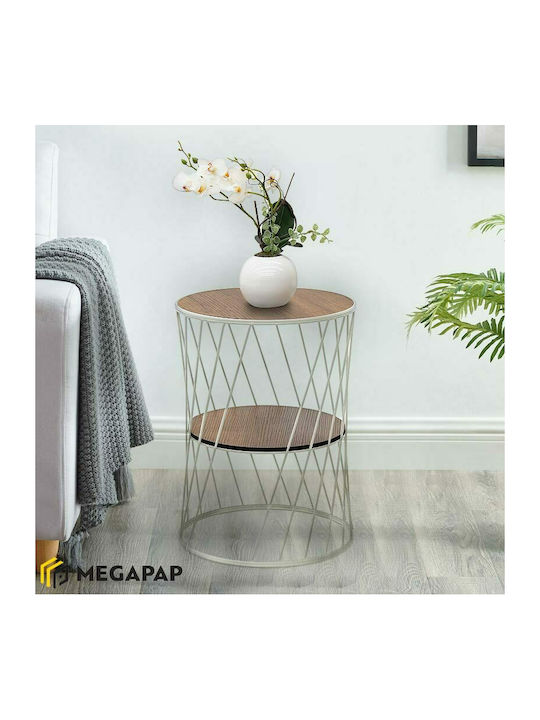 Jaspin Round Wooden Side Table Walnut L32xW32xH44cm