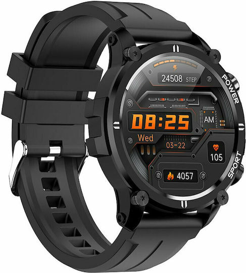 XO H32 46mm Smartwatch με Παλμογράφο (Μαύρο)
