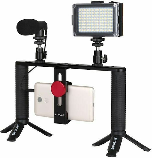Puluz Selfie Stick Τρίποδο Κινητού με Φωτισμό Μαύρο