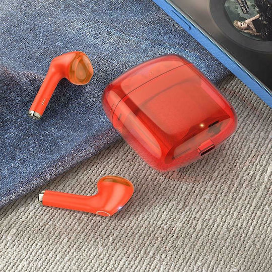 Hoco EW15 Clear Explore Edition In-ear Bluetooth Handsfree Earphones with Charging Case Orange