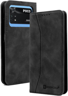 Bodycell PU Leather Synthetic Leather Wallet Black (Poco M4 Pro)