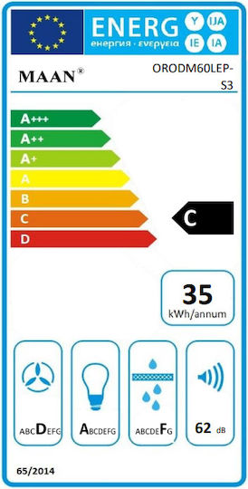 Maan Rodo Mini 60 Απορροφητήρας Καμινάδα 60cm Μαύρος