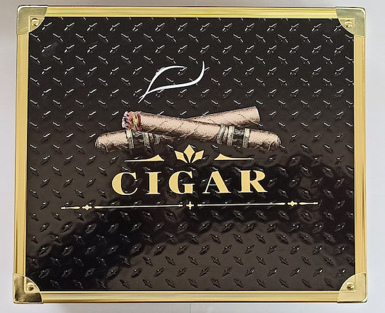 Angelo Valente Cigar Humidifier Metal Box for 30 Cigars with Hygrometer 26x22x11.5cm