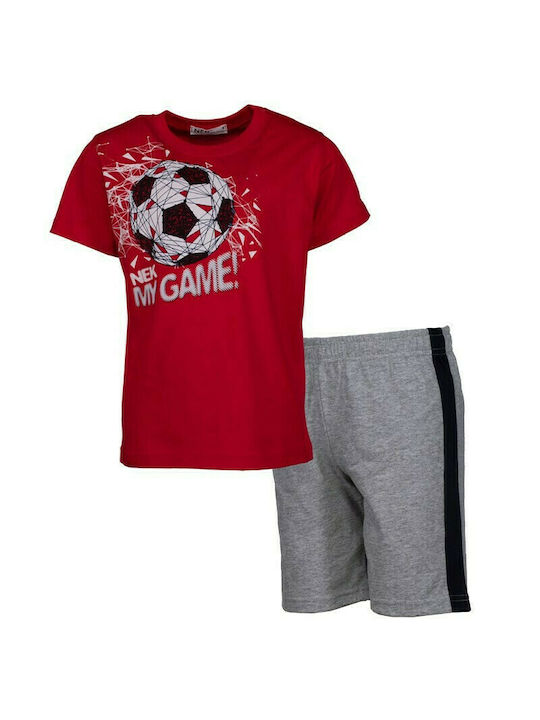 Nek Kids Wear Kids Set with Shorts Summer 2pcs Red