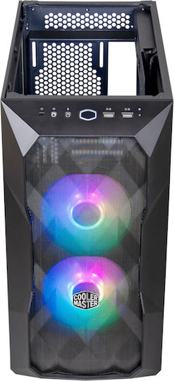 CoolerMaster TD300 MESH Геймърско бюро Мини кула Компютърна кутия със страничен прозорец и RGB осветление Черен