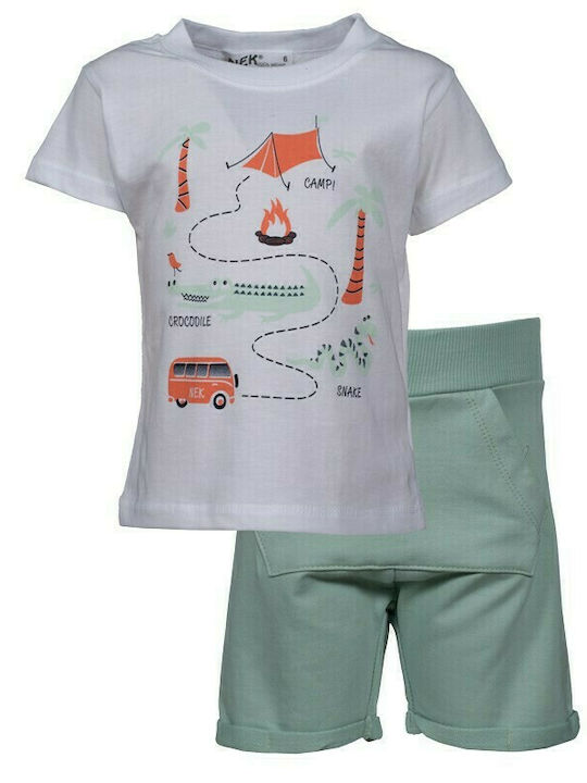 Nek Kids Wear Set pentru copii cu Șorturi Vara 2buc Alb