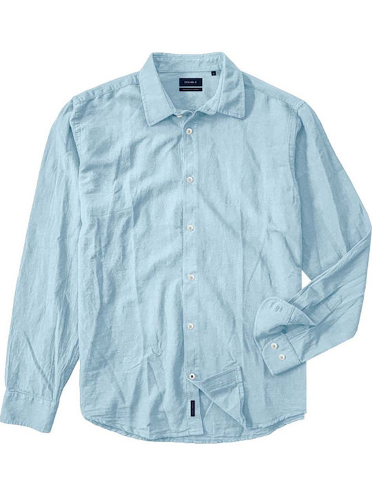 Long-sleeved Linen Shirt Light Blue