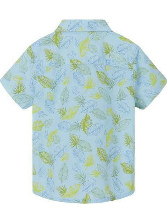 Kinder Blumen Hemd Kurzarm Hellblau Ecofriends