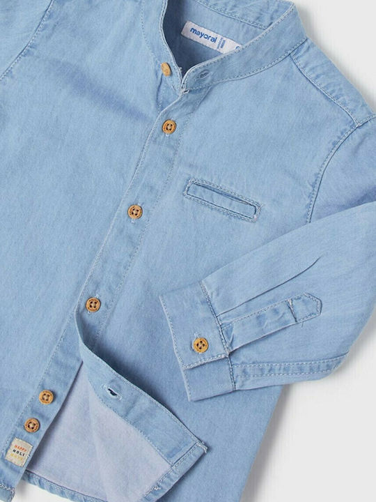 Kids One Color Shirt Long Sleeve Denim Light Blue