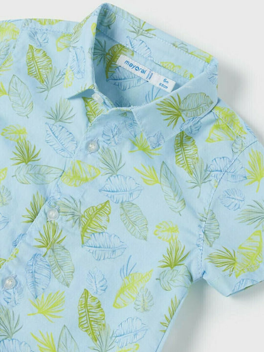 Kinder Blumen Hemd Kurzarm Hellblau Ecofriends