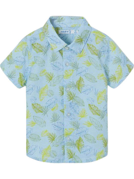 Kinder Blumen Hemd Kurzarm Hellblau Ecofriends