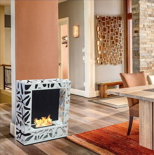 EcoHot Bio Cube 02 DS De podea Șemineu pe bioetanol Interior Argint 80x30x94cm