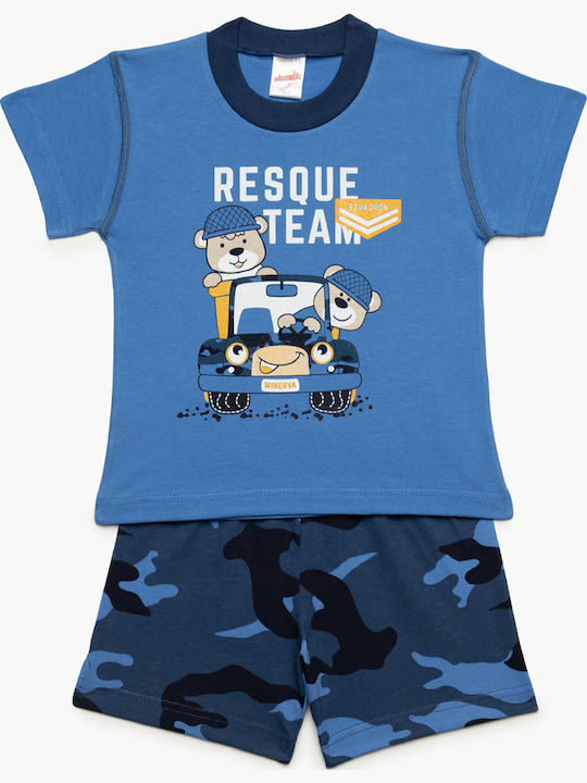 Minerva Kinder Schlafanzug Sommerlich Blau Resque Team 1