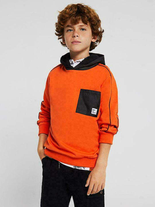 Mayoral Kids Sweatshirt with Hood and Pocket Orange