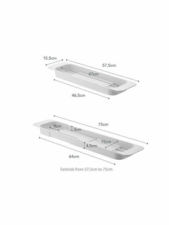 Yamazaki YMZK Raft Cadă Plastic 75x15.5x4.5cm Albă