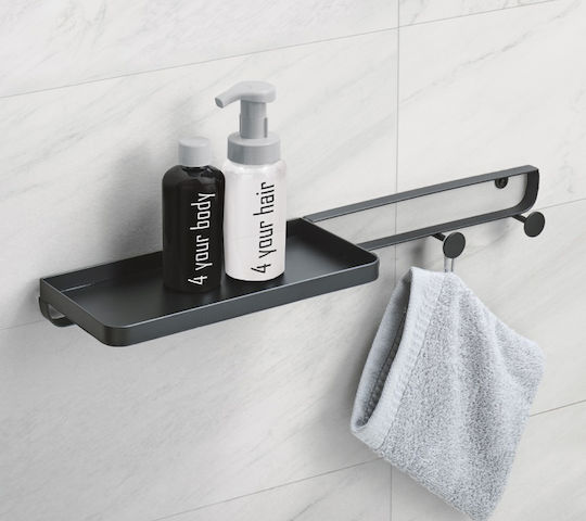 Kleine Wolke Framework Shelf Wall Mounted Bathroom Shelf Metallic 50.4x12x5.2cm Black