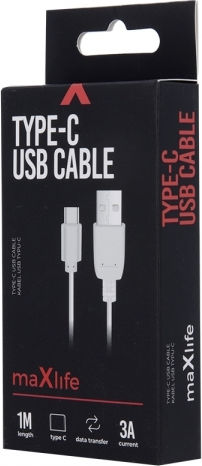 Maxlife MAXLIFETYPECWH Cablu USB 2.0 USB-C Masculin - USB-A Alb 1m