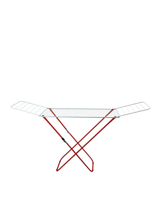 Gimi Jolly Metallic Folding Floor Clothes Drying Rack Silver-Red with Hanging Length 18m