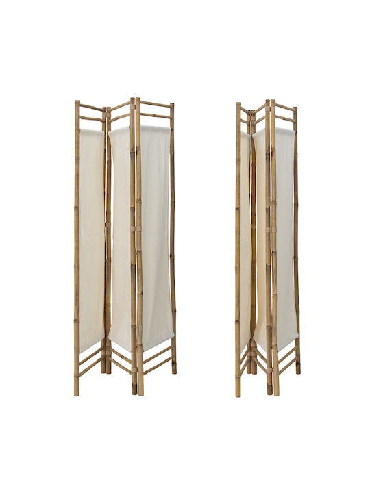 Pakketo Barra Decorative Room Divider made of Bamboo with 3 Panels Natural/Ecru 135x160cm