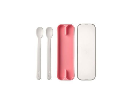 Mepal Baby Set with Spoons made of Plastic in Case for 3+ months Pink 2pcs