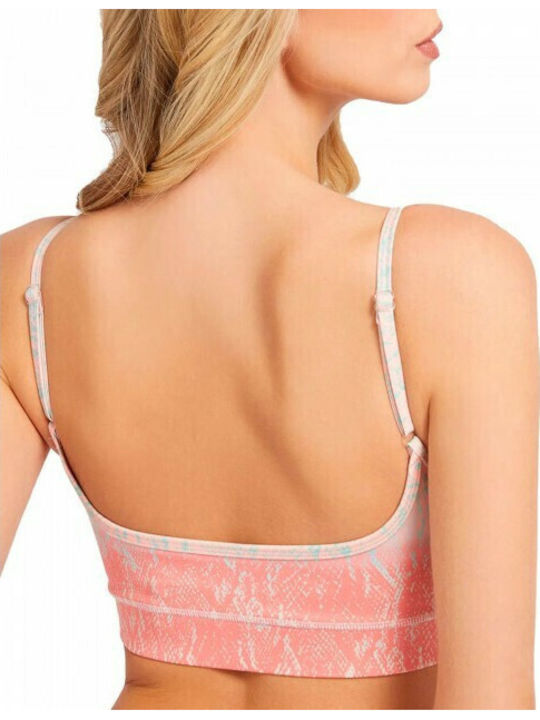 Femei Atletic Sutien sport Allover Python Peach cu umplutură