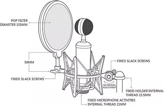 Next Pop Filter 155mm Microphone Socket
