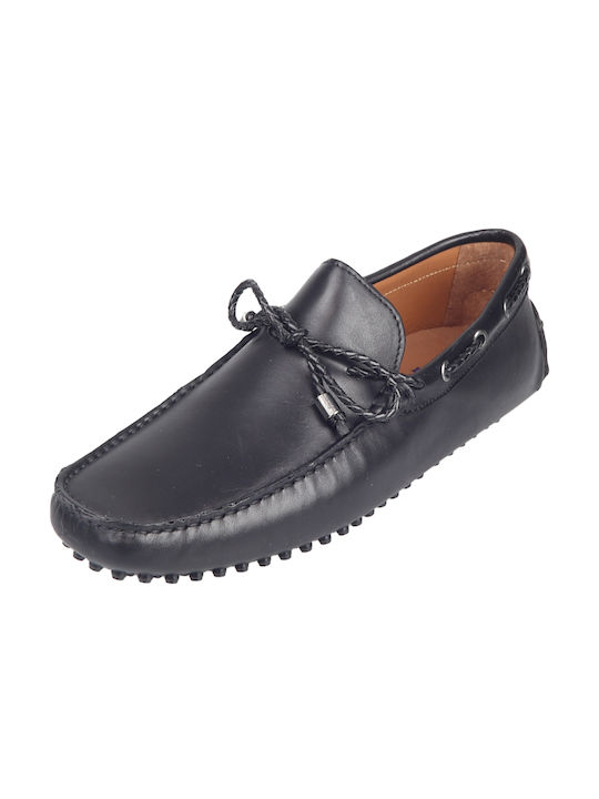 Damiani Δερμάτινα Ανδρικά Boat Shoes σε Μαύρο Χρώμα