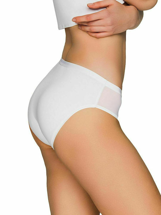 Babell Baumwolle Damen Slip mit Spitze Weiß