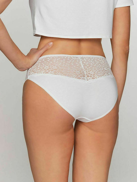 Babell Damen Slip mit Spitze Weiß