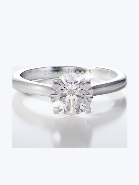 Diamond Jools ENG012 Single Stone Ring in 18K White Gold Diamond Jools ENG012 Single Stone Ring in 18K White Gold