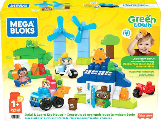 Mega Bloks Cuburi De Construit Green Town Build & Learn Eco House Pentru 1+ Ani 92 Bucăți