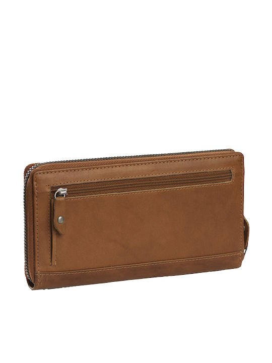 Large Leather Women's Wallet Classic with RFID Tabac Brown