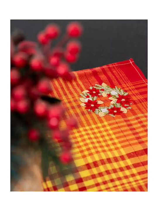 Pennie Christmas Decorated Tablecloth Square Fabric Red L85xW85cm 1pcs