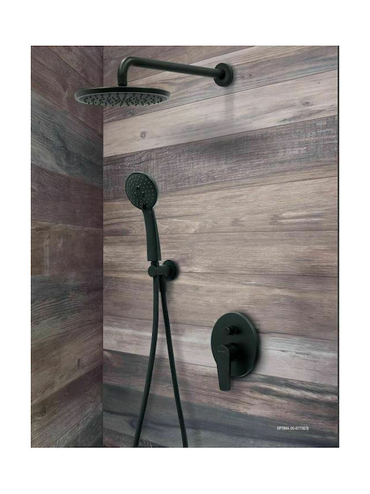 Viospiral Built-In Showerhead Set with 2 Exits Black