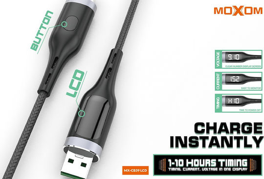 Moxom MX-CB39 Braided USB to Lightning Cable Μαύρο 1m