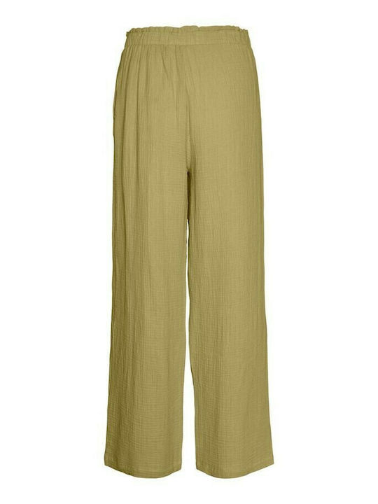 Damen Stoff Hose in Weitem Schnitt Sage