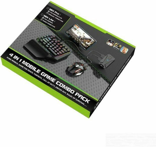 4 in 1 Mobile Game Combo Pack Ασύρματο Gaming KeyPad με Φωτιζόμενα πλήκτρα & Ποντίκι (Αγγλικό US)