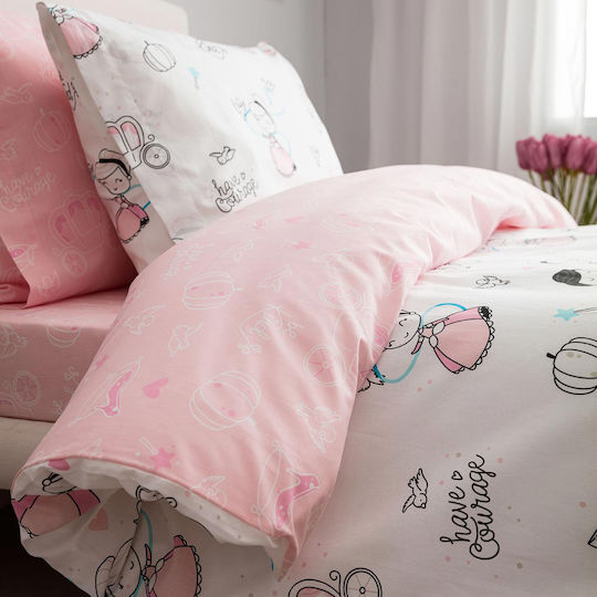 Vesta Home Σετ Σεντόνια Μονά Βαμβακερά Kids Cindy Λευκό 170x260cm 3τμχ