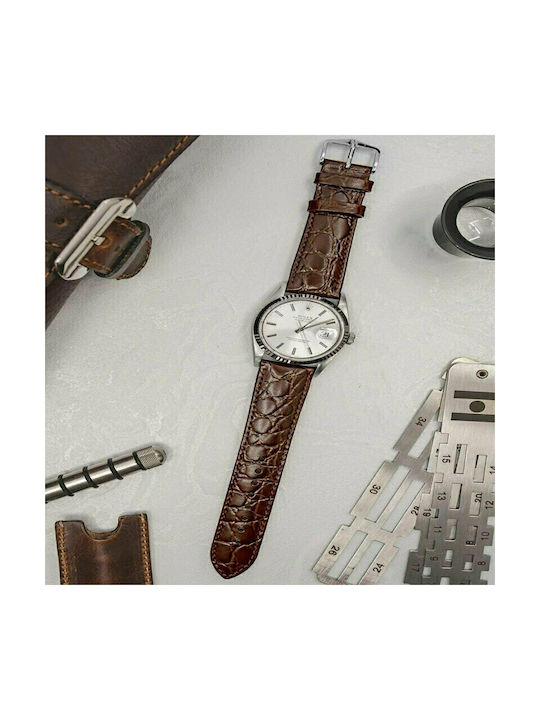 Hirsch Crocograin Leather Strap Brown 22mm