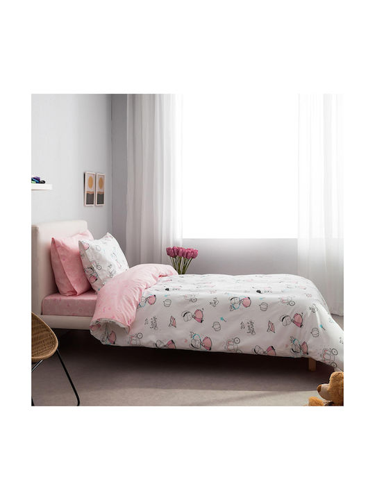 Vesta Home Seturi de cearșafuri Single Cu elastic Bumbac Kids Cindy Roz 100x200cm 3buc