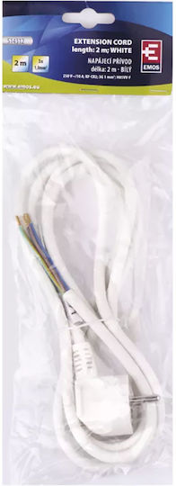 Emos Καλώδιο Ρεύματος τύπου NYL με Διατομή 3x1mm² σε Λευκό Χρώμα 1m