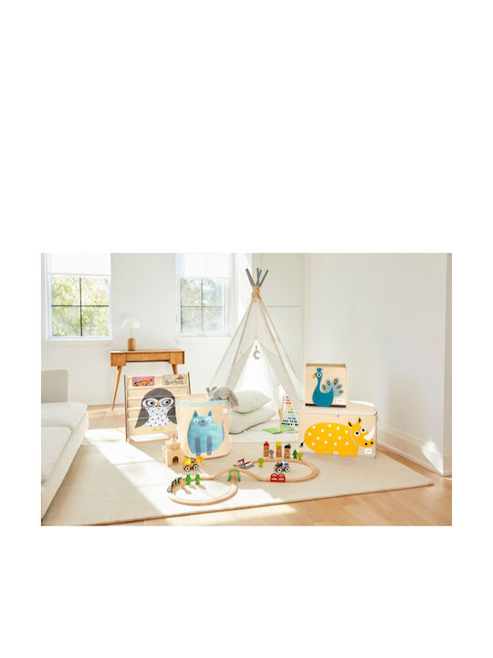 3 Sprouts Children's Folding Storage Box made of Fabric Rhino Yellow 61x37x38cm 1pcs