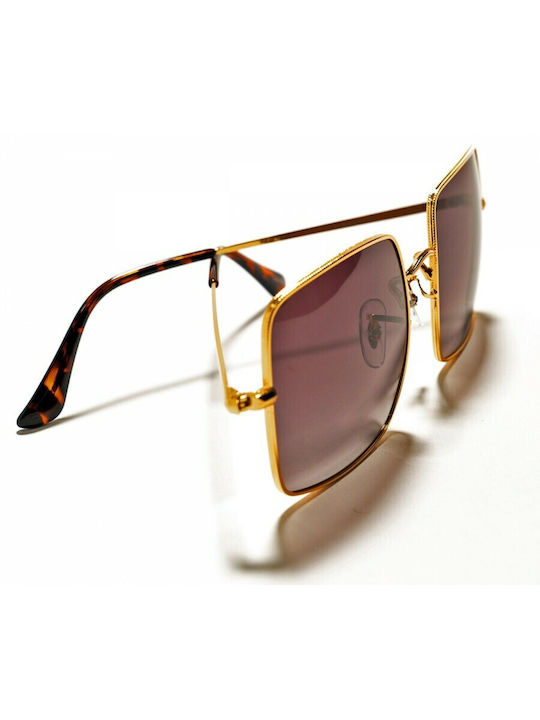 Mohiti AK17108 Damen Sonnenbrille mit Metall Gestell Brown