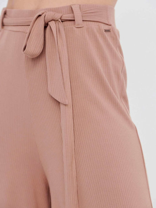 Femei Talie înaltă Din material textil Pantaloni cu elastic cu Croială Relaxată Brownie