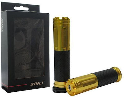 Xinli Grips with Handlebar Counterweights Xl 642 with Grip in Gold color