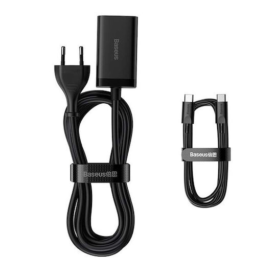 Baseus Βάση Φόρτισης GaN με 2 Θύρες USB-A και 2 Θύρες USB-C 65W Power Delivery / Quick Charge 4.0 σε Μαύρο χρώμα (Gan3 Pro)