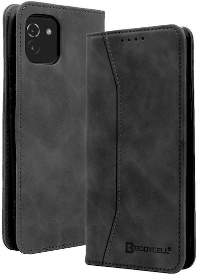 Bodycell Книга Изкуствена кожа Черен (Galaxy A03)